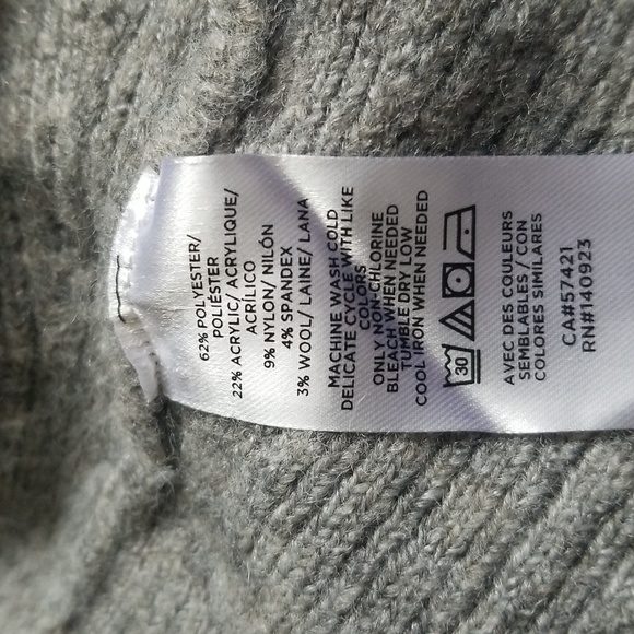 NEW Ann Taylor Loft Gray Ribbed Zip Front Sweater M - Picture 4 of 4